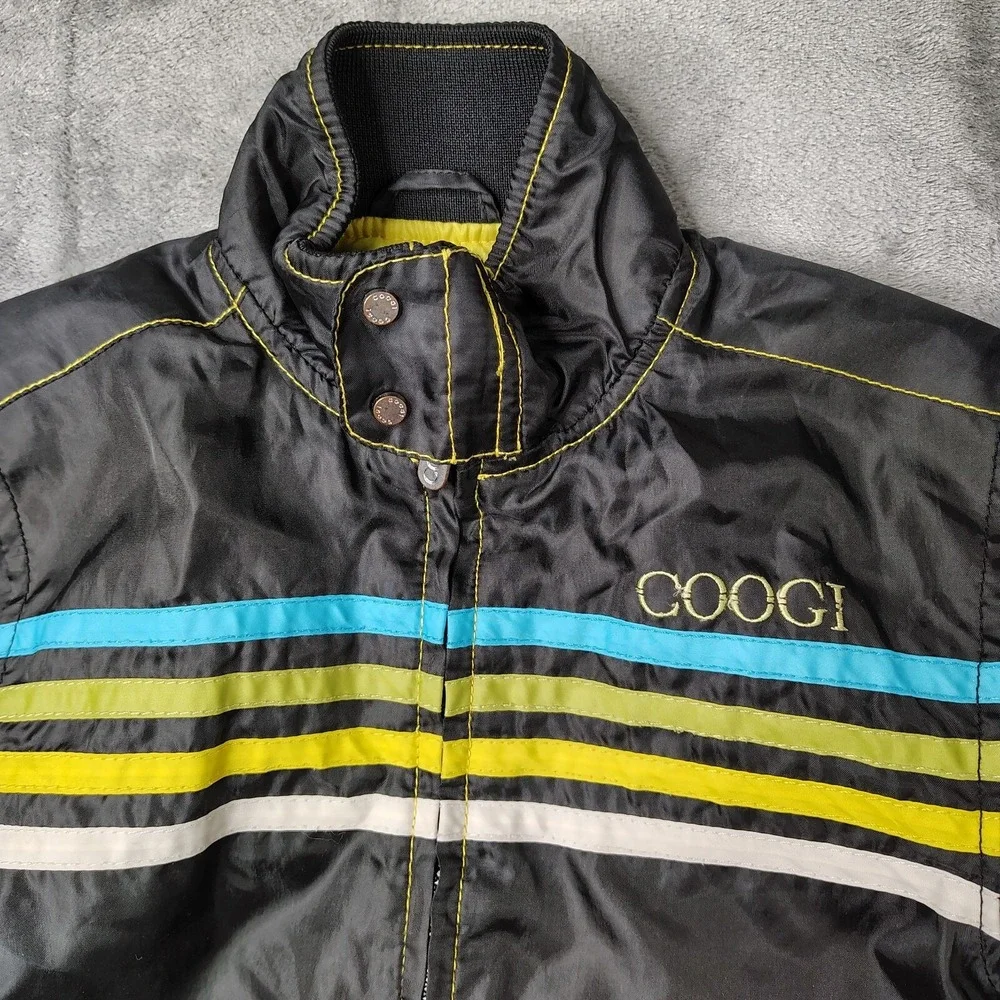 Coogi Striped Windbreaker Jacket Kids‎ 4T Black Multi Full Zip Lightweight Patch